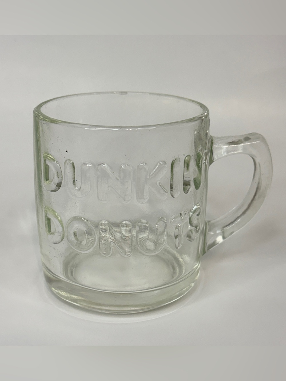 Vintage Dunkin' Donuts Anchor Hocking Clear Glass 12oz Coffee Mug 1980s USA Made